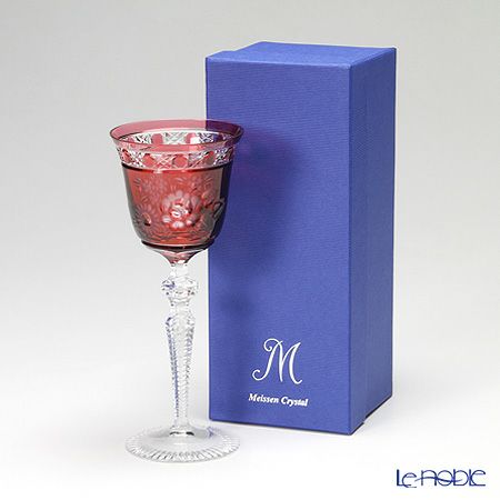 マイセン（Meissen） マイセンクリスタル ロンドンフラワー ワイングラス 20.9cm（レッド） MFO／3517／2R