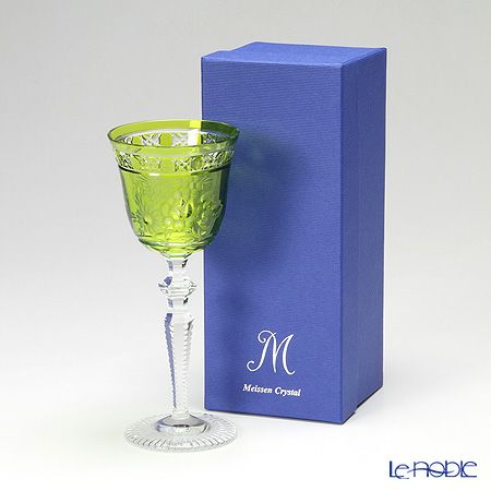 マイセン（Meissen） マイセンクリスタル ロンドンフラワー ワイングラス 20.9cm（ライトグリーン） MFO／3517／2LG