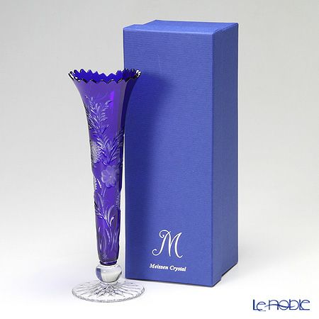 マイセン（Meissen） マイセンクリスタル クローバー 一輪挿し 23cm（ブルー） 1024／23B