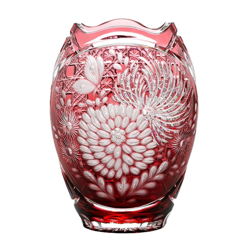 マイセン（Meissen） マイセンクリスタル 花瓶 キク（レッド） 26cm 2283／26R