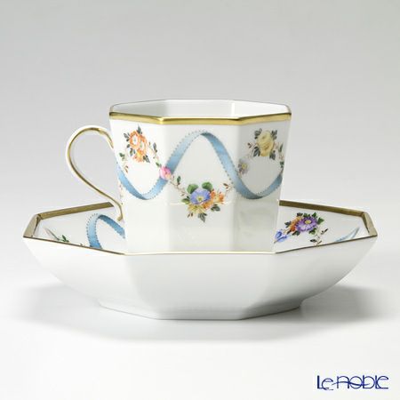 ヘレンド フラワーリボン 04304-0-00 オクタゴナルカップ＆ソーサー