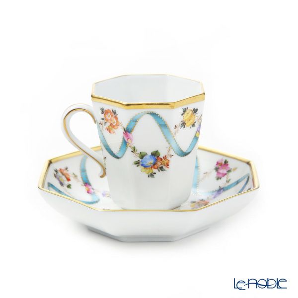 ヘレンド フラワーリボン モカカップ＆ソーサー（オクタゴナル） 04307-0-00