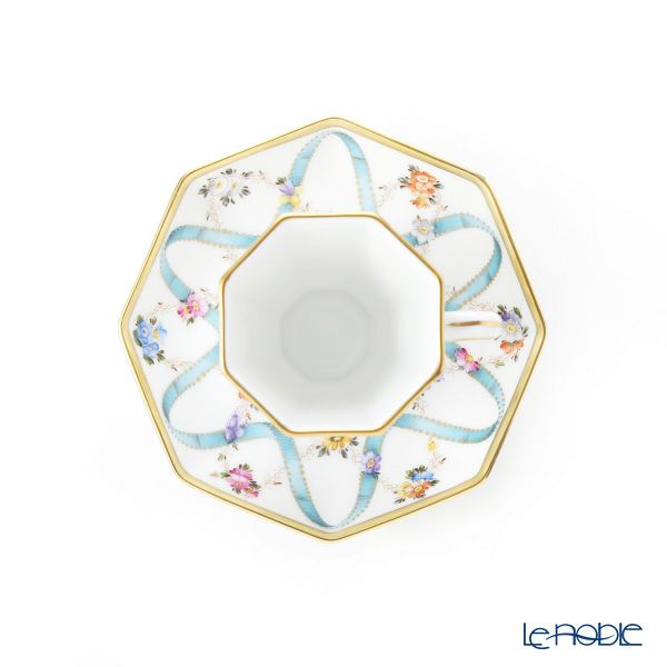 ヘレンド フラワーリボン モカカップ＆ソーサー（オクタゴナル） 04307-0-00