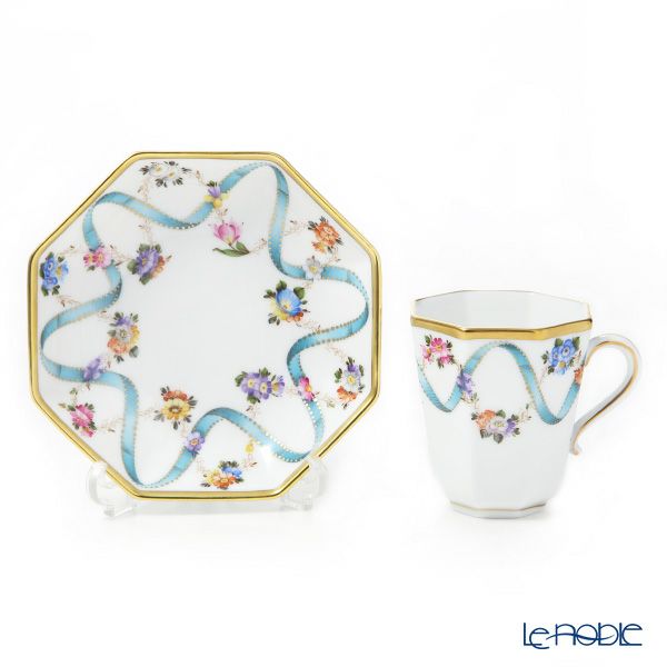 ヘレンド フラワーリボン モカカップ＆ソーサー（オクタゴナル） 04307-0-00