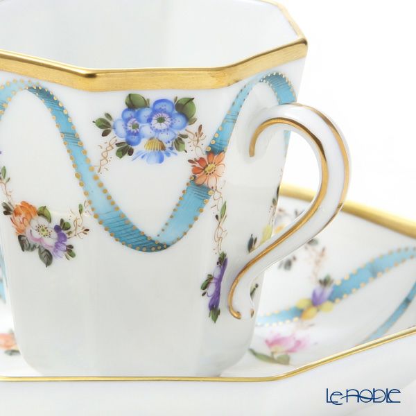 ヘレンド フラワーリボン モカカップ＆ソーサー（オクタゴナル） 04307-0-00