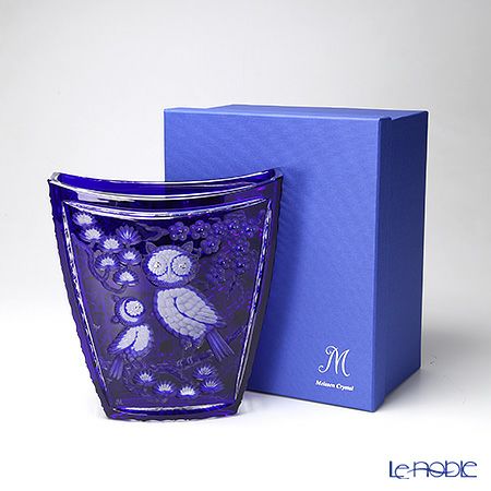 マイセン（Meissen） マイセンクリスタル 花瓶（ブルー） フクロウ 25.5cm OWL／81038／25B