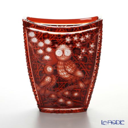マイセン（Meissen） マイセンクリスタル 花瓶 フクロウ（レッド） 25.5cm OWL／81038／25R