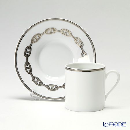 エルメス（HERMES） シェーヌ ダンクル プラチナ コーヒーカップ＆ソーサー 90ml