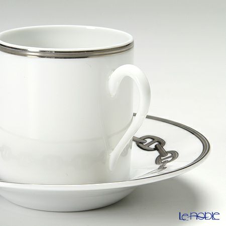 エルメス（HERMES） シェーヌ ダンクル プラチナ コーヒーカップ＆ソーサー 90ml