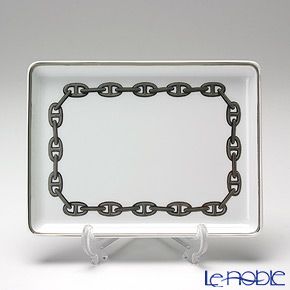エルメス（HERMES） シェーヌ ダンクル プラチナ 長方形皿 16×12cm