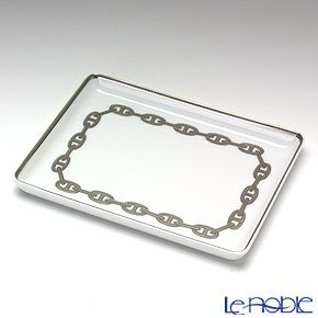 エルメス（HERMES） シェーヌ ダンクル プラチナ 長方形皿 16×12cm
