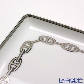 エルメス（HERMES） シェーヌ ダンクル プラチナ 長方形皿 16×12cm