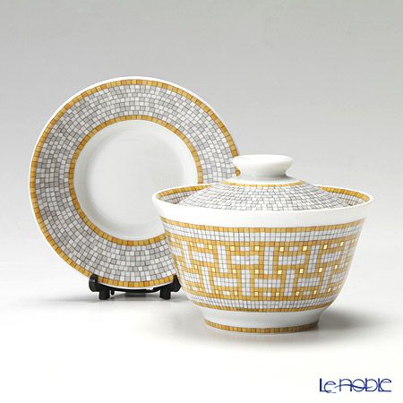 エルメス（HERMES） モザイク ヴァンキャトル コレクション アジアティック ティーカップ（ふた、ソーサー付） 130ml