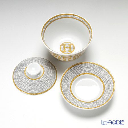 エルメス（HERMES） モザイク ヴァンキャトル コレクション アジアティック ティーカップ（ふた、ソーサー付） 130ml