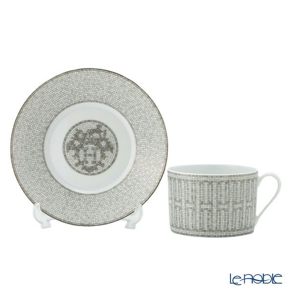 エルメス（HERMES） モザイク ヴァンキャトル プラチナ モーニングカップ＆ソーサー 340ml