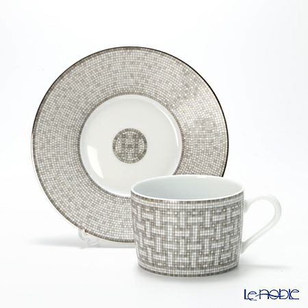 エルメス（HERMES） モザイク ヴァンキャトル プラチナ ティーカップ＆ソーサー 160ml