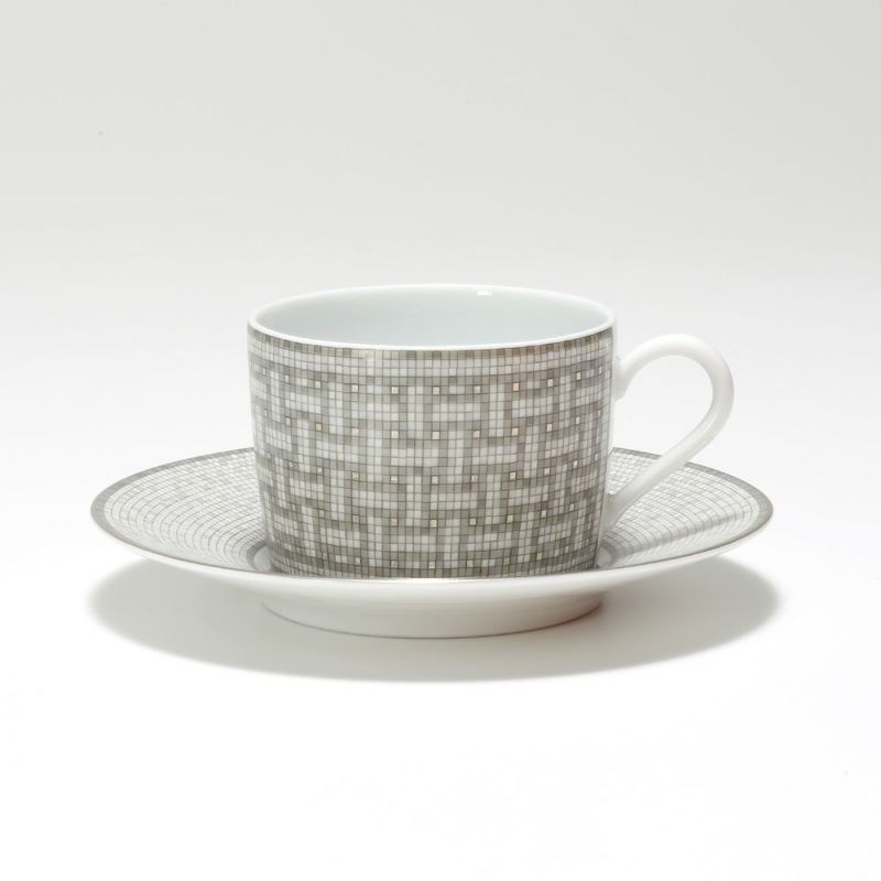 エルメス（HERMES） モザイク ヴァンキャトル プラチナ ティーカップ＆ソーサー 160ml