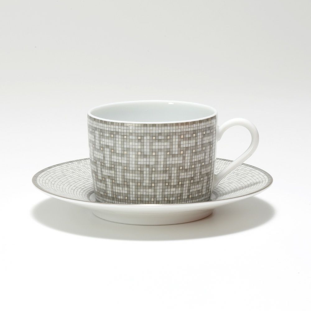 エルメス（HERMES） モザイク ヴァンキャトル プラチナ ティーカップ＆ソーサー 160ml