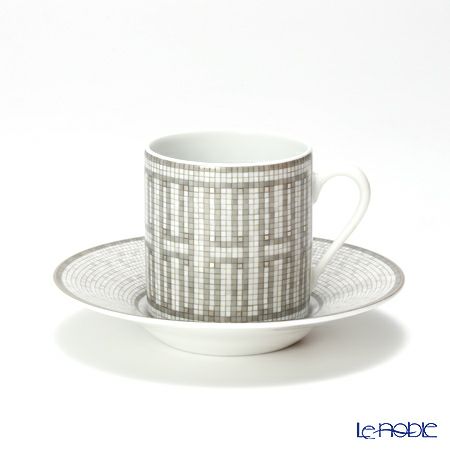 エルメス（HERMES） モザイク ヴァンキャトル プラチナ コーヒーカップ＆ソーサー 100ml