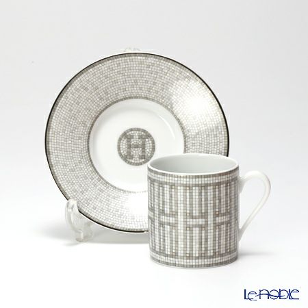 エルメス（HERMES） モザイク ヴァンキャトル プラチナ コーヒーカップ＆ソーサー 100ml