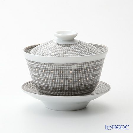エルメス（HERMES） モザイク ヴァンキャトル プラチナ コレクション アジアティック ティーカップ（ふた、ソーサー付） 130ml