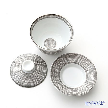 エルメス（HERMES） モザイク ヴァンキャトル プラチナ コレクション アジアティック ティーカップ（ふた、ソーサー付） 130ml