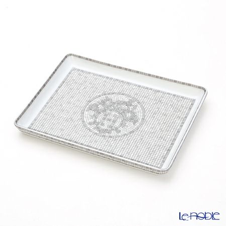 エルメス（HERMES） モザイク ヴァンキャトル プラチナ コレクション アジアティック 長方形皿 16×12cm