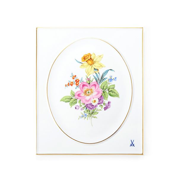 マイセン（Meissen） ベーシックフラワー（五つ花） 100110／53n31／13 陶板 25×20.5cm Motiv No.13 野バラ