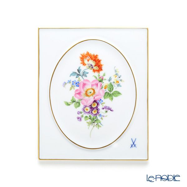 マイセン（Meissen） ベーシックフラワー（五つ花） 100110／53n32／13 陶板 18×15cm 野バラ