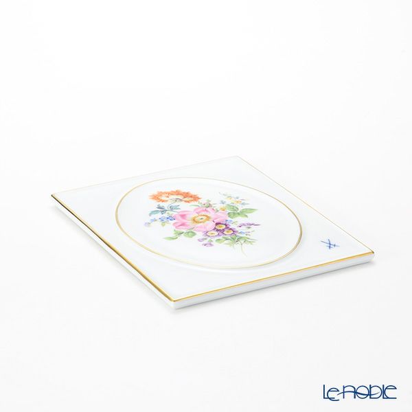 マイセン（Meissen） ベーシックフラワー（五つ花） 100110／53n32／13 陶板 18×15cm 野バラ