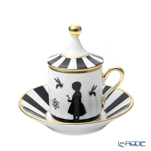 ジノリ1735／リチャード ジノリ（GINORI 1735／Richard Ginori） シルク・デ・メルヴェイユ ブラン デミタスカップ＆ソーサー 蓋付