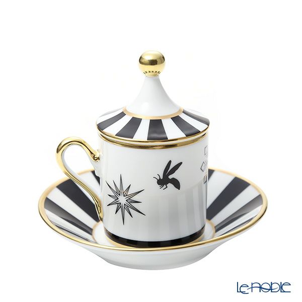 ジノリ1735／リチャード ジノリ（GINORI 1735／Richard Ginori） シルク・デ・メルヴェイユ ブラン デミタスカップ＆ソーサー 蓋付