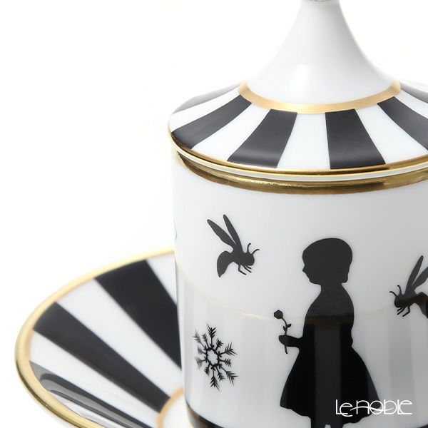 ジノリ1735／リチャード ジノリ（GINORI 1735／Richard Ginori） シルク・デ・メルヴェイユ ブラン デミタスカップ＆ソーサー 蓋付