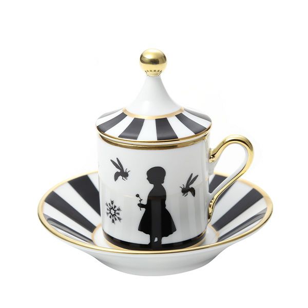 ジノリ1735／リチャード ジノリ（GINORI 1735／Richard Ginori） シルク・デ・メルヴェイユ ブラン デミタスカップ＆ソーサー 蓋付