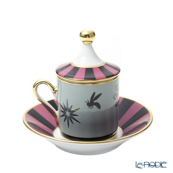 ジノリ1735／リチャード ジノリ（GINORI 1735／Richard Ginori） シルク・デ・メルヴェイユ ローズ デミタスカップ＆ソーサー 蓋付