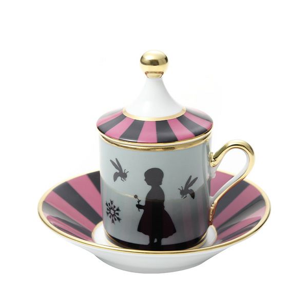 ジノリ1735／リチャード ジノリ（GINORI 1735／Richard Ginori） シルク・デ・メルヴェイユ ローズ デミタスカップ＆ソーサー 蓋付