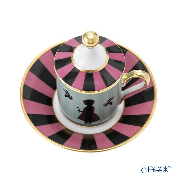 ジノリ1735／リチャード ジノリ（GINORI 1735／Richard Ginori） シルク・デ・メルヴェイユ ローズ デミタスカップ＆ソーサー 蓋付 メダリオン