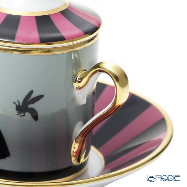 ジノリ1735／リチャード ジノリ（GINORI 1735／Richard Ginori） シルク・デ・メルヴェイユ ローズ デミタスカップ＆ソーサー 蓋付 メダリオン