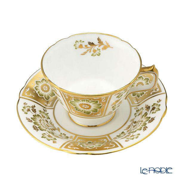 ロイヤルクラウンダービー グリーンダービーパネル ティーカップ＆ソーサー