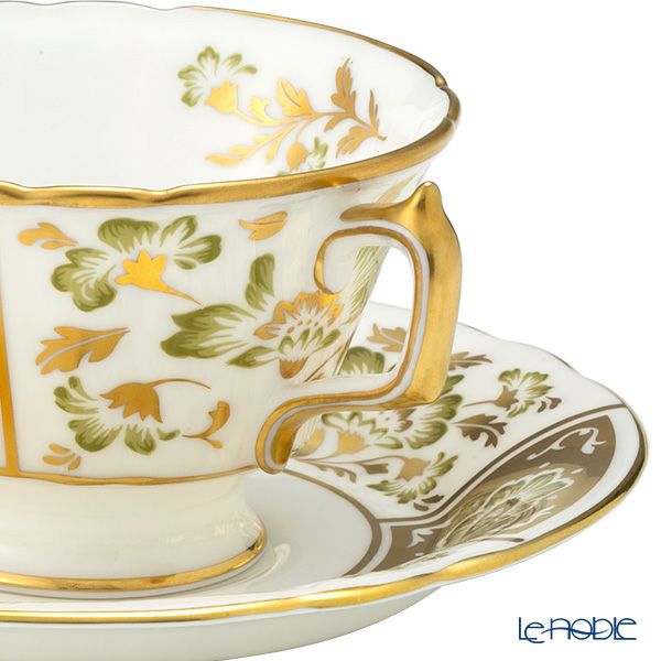 ロイヤルクラウンダービー グリーンダービーパネル ティーカップ＆ソーサー