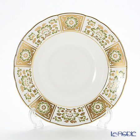 ロイヤルクラウンダービー グリーンダービーパネル リムスーププレート 21.5cm