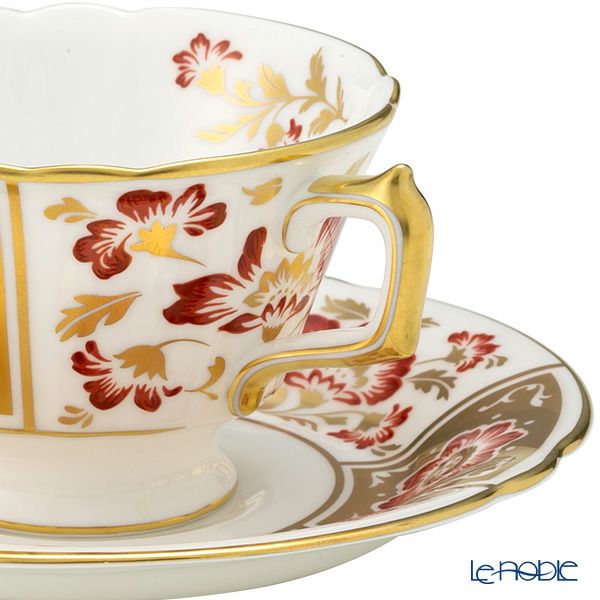 ロイヤルクラウンダービー レッドダービーパネル ティーカップ＆ソーサー