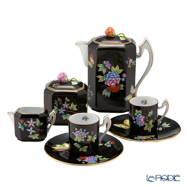 ヘレンド 黒いヴィクトリア VE-FN コーヒーセット