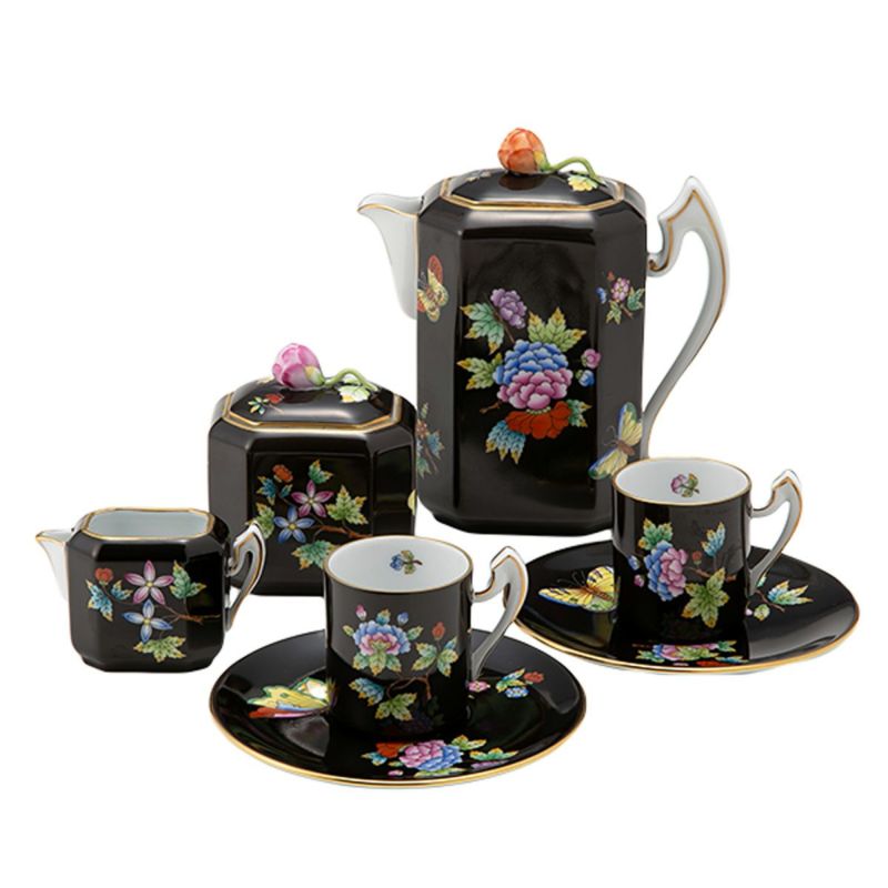 ヘレンド 黒いヴィクトリア VE-FN コーヒーセット