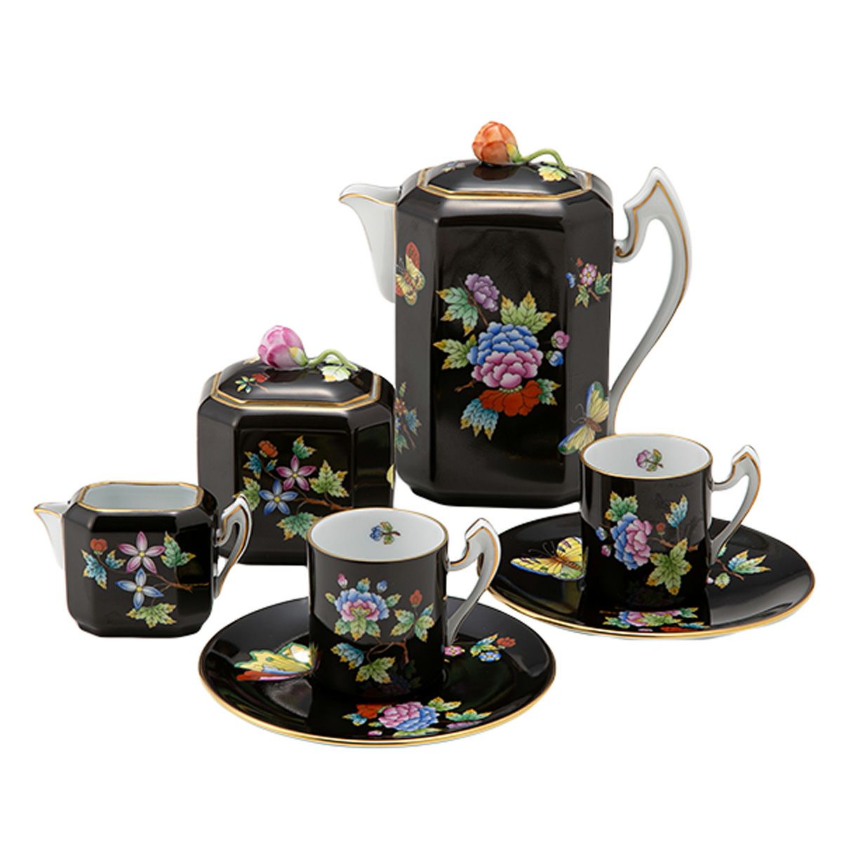 ヘレンド 黒いヴィクトリア VE-FN コーヒーセット