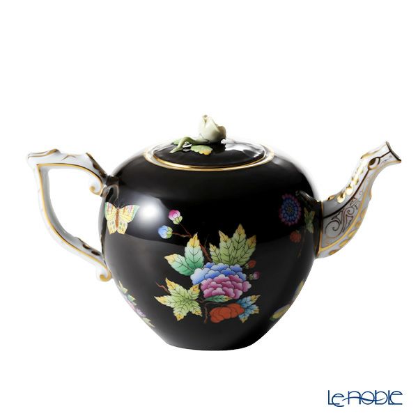 ヘレンド 黒いヴィクトリア ティーポット（ローズ） 800ml VE-FN 20606-0-09
