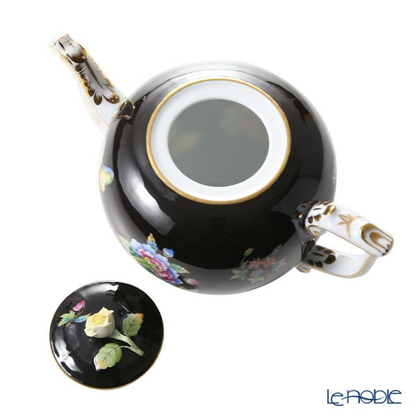 ヘレンド 黒いヴィクトリア ティーポット（ローズ） 800ml VE-FN 20606-0-09