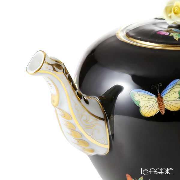 ヘレンド 黒いヴィクトリア ティーポット（ローズ） 800ml VE-FN 20606-0-09