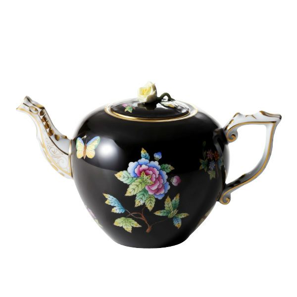 ヘレンド 黒いヴィクトリア ティーポット（ローズ） 800ml VE-FN 20606-0-09