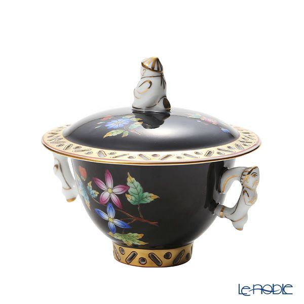 ヘレンド シノワズリ （中国趣味） 黒いヴィクトリア VE-FN シュガーポット マンダリン 100ml 03355-0-21